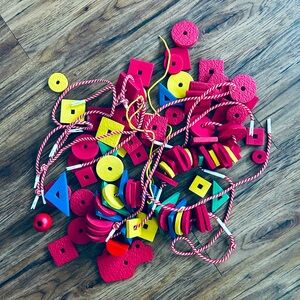 Vintage Textured Lacing Shapes & Beads With Strings